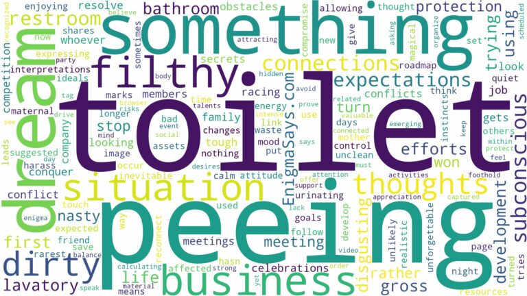 dreaming of peeing in a dirty toilet and related dreams with their meanings in a word cloud
