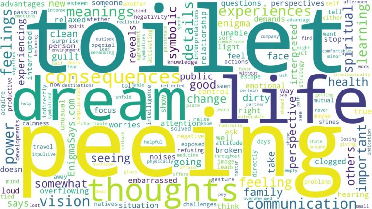 dream of peeing in toilet and related dreams with their meanings in a word cloud