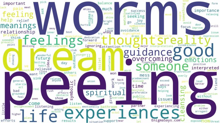 dream of peeing worms and related dreams with their meanings in a word cloud
