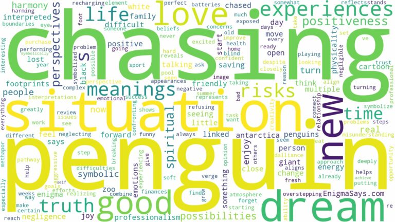 dreaming of penguin chasing you and related dreams with their meanings in a word cloud