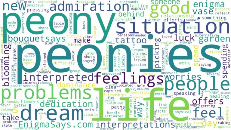 dreams about peonies and related dreams with their meanings in a word cloud
