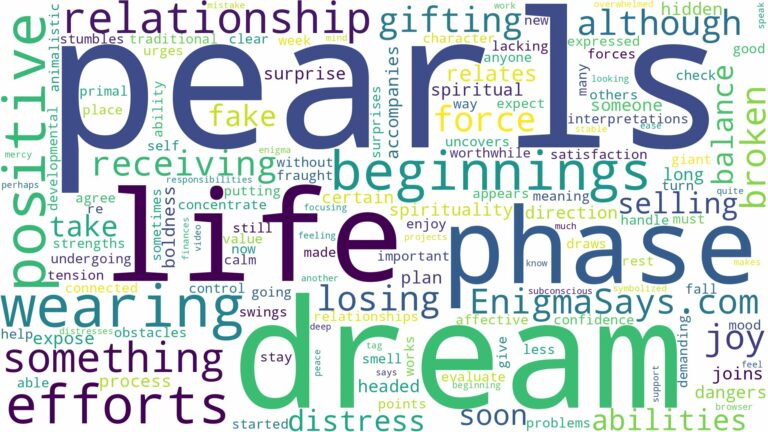 dream of wearing pearls and related dreams with their meanings in a word cloud