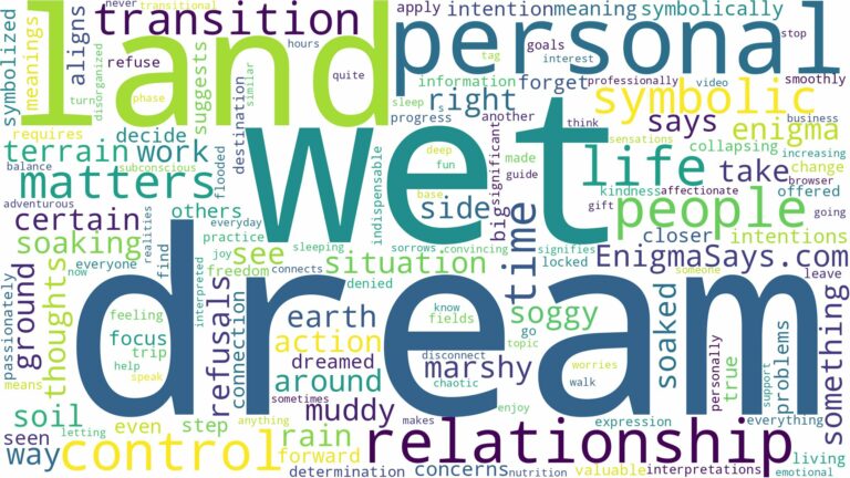 dream about wet land and related dreams with their meanings in a word cloud