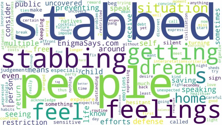 dreaming about people getting stabbed and related dreams with their meanings in a word cloud
