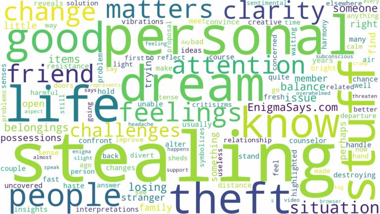 dreaming about people stealing your stuff and related dreams with their meanings in a word cloud