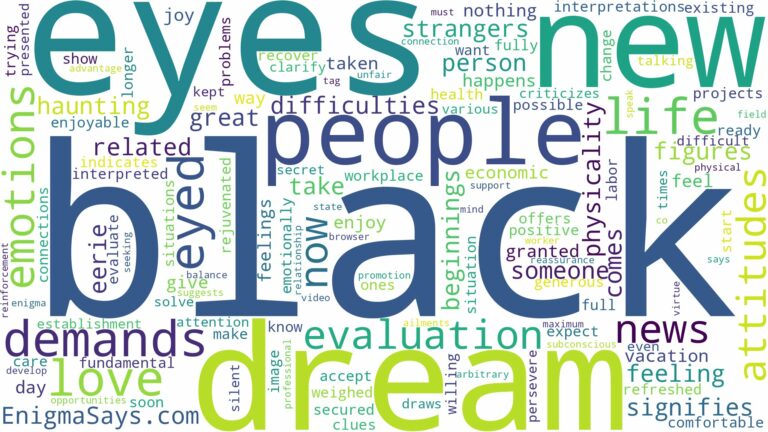 dream about people with black eyes and related dreams with their meanings in a word cloud