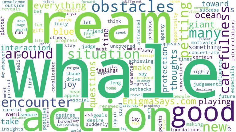 dream of petting a whale and related dreams with their meanings in a word cloud