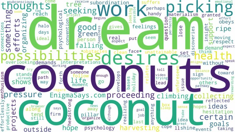 dream of picking coconut and related dreams with their meanings in a word cloud