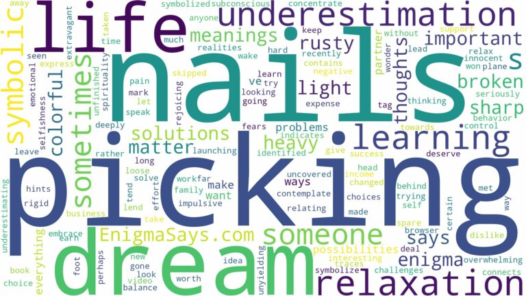 dream of picking nails and related dreams with their meanings in a word cloud