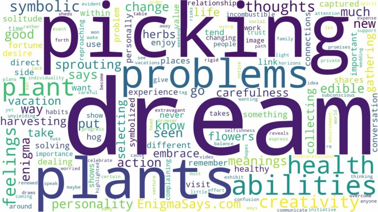 dream of picking plant and related dreams with their meanings in a word cloud