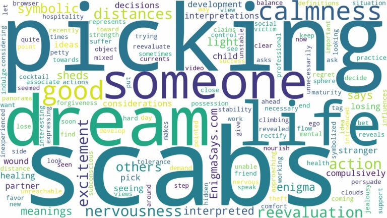 dream of picking scabs and related dreams with their meanings in a word cloud