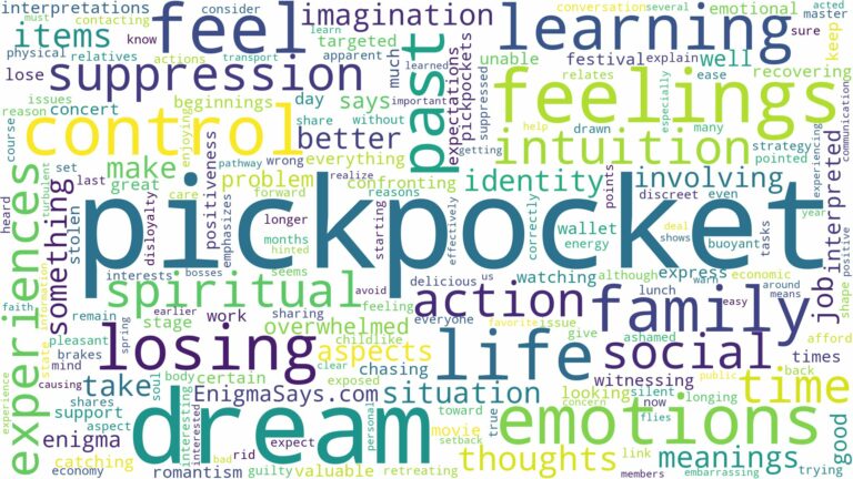 dream about pickpocket and related dreams with their meanings in a word cloud