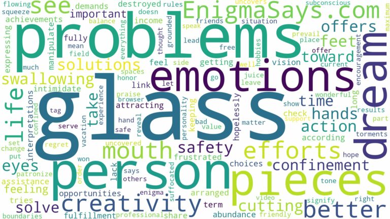 dreams about pieces of glass and related dreams with their meanings in a word cloud