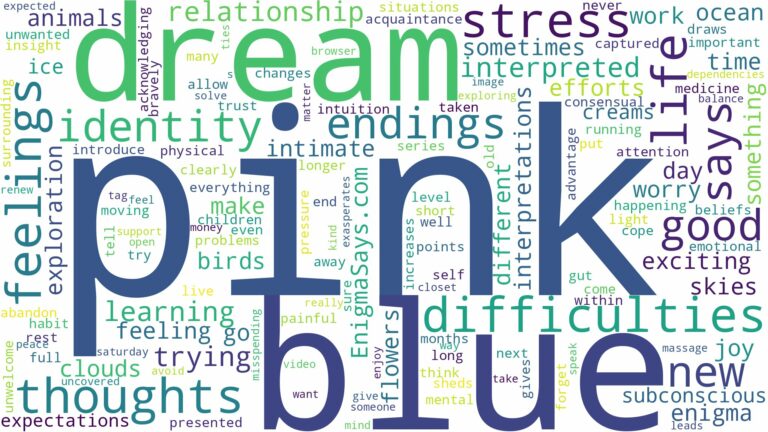 dream about pink and blue and related dreams with their meanings in a word cloud