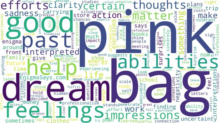 dream about pink bag and related dreams with their meanings in a word cloud