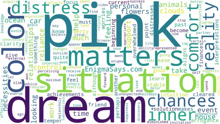 dream about pink color and related dreams with their meanings in a word cloud