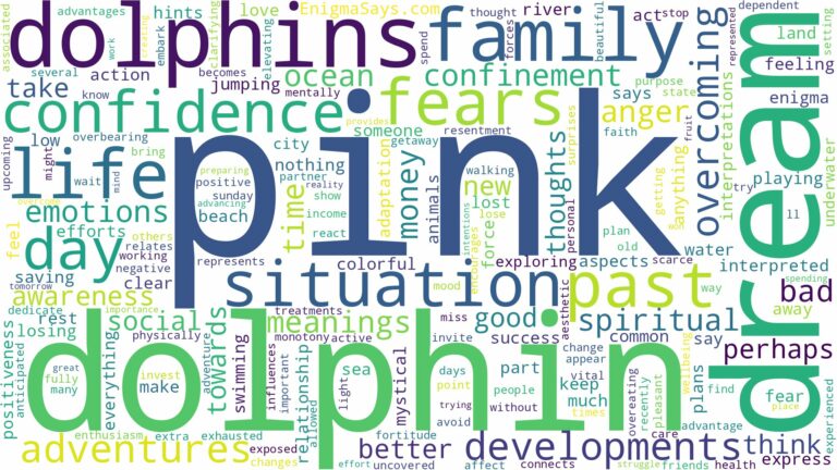 dream about pink dolphin and related dreams with their meanings in a word cloud