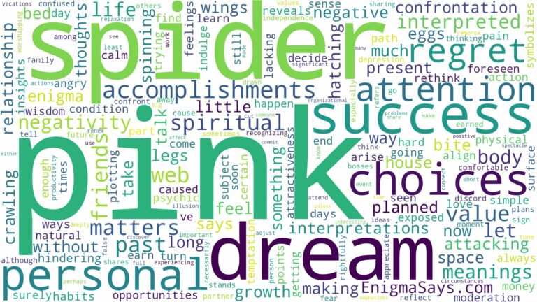 dream about pink spider and related dreams with their meanings in a word cloud