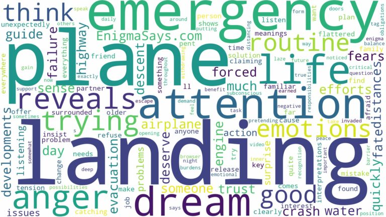 dreaming about plane emergency landing and related dreams with their meanings in a word cloud