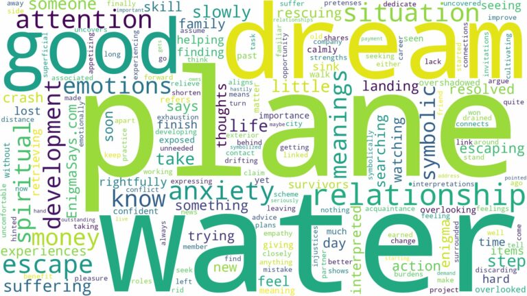 dream about plane in water and related dreams with their meanings in a word cloud