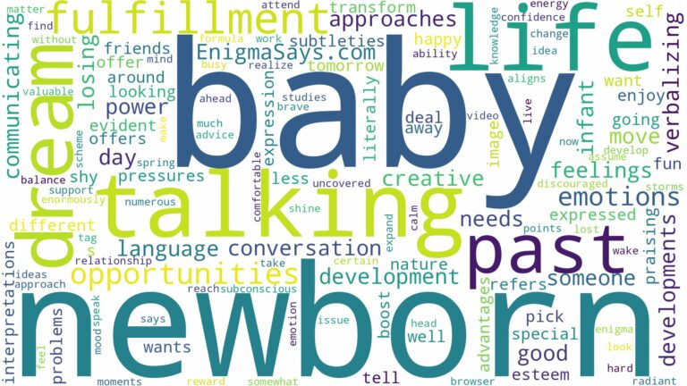 dreaming about a newborn baby talking and related dreams with their meanings in a word cloud