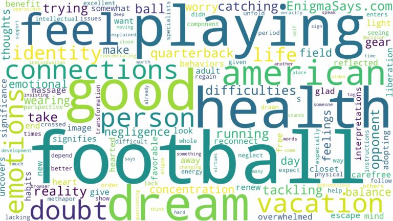 dreaming of playing american football and related dreams with their meanings in a word cloud