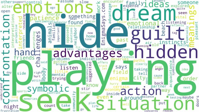 dreaming of playing hide and seek and related dreams with their meanings in a word cloud