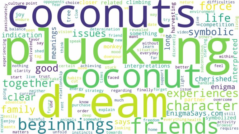 dream of plucking coconut and related dreams with their meanings in a word cloud