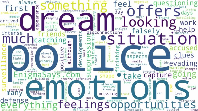 dreaming of police looking for you and related dreams with their meanings in a word cloud