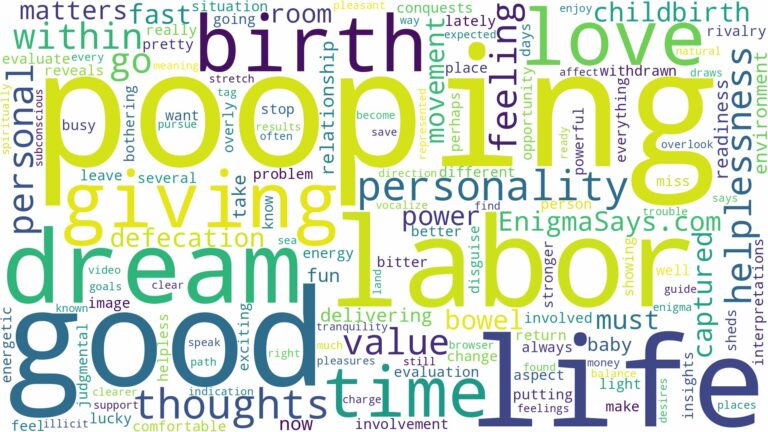 dreaming of pooping while giving birth and related dreams with their meanings in a word cloud