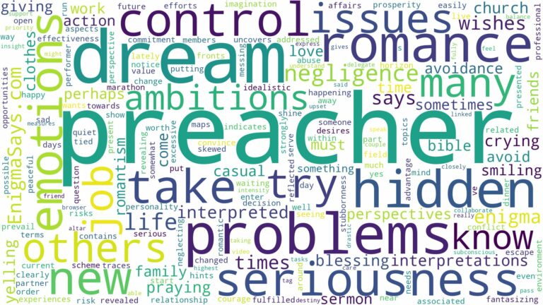 dream about preacher and related dreams with their meanings in a word cloud