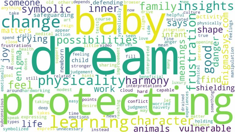 dream of protecting baby and related dreams with their meanings in a word cloud
