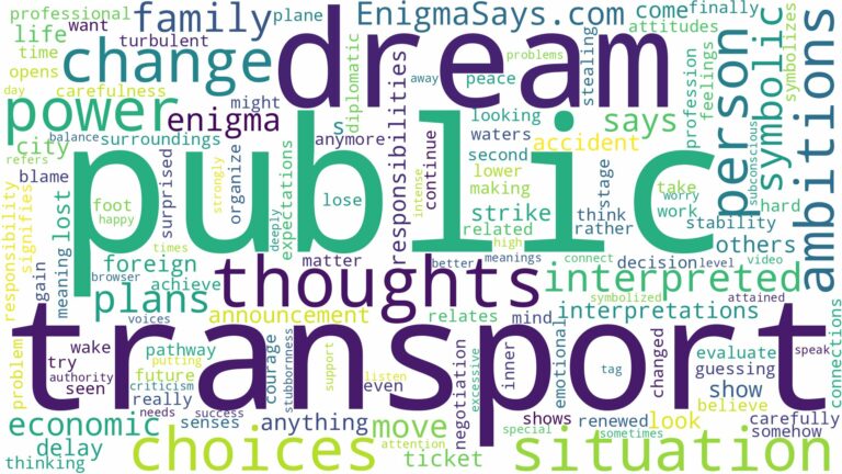 dream about public transport and related dreams with their meanings in a word cloud
