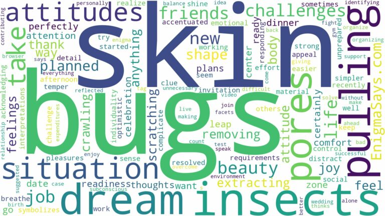 dreaming of pulling bugs out of skin and related dreams with their meanings in a word cloud