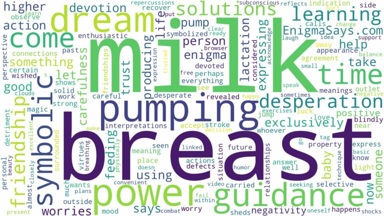 dreaming of pumping breast milk and related dreams with their meanings in a word cloud