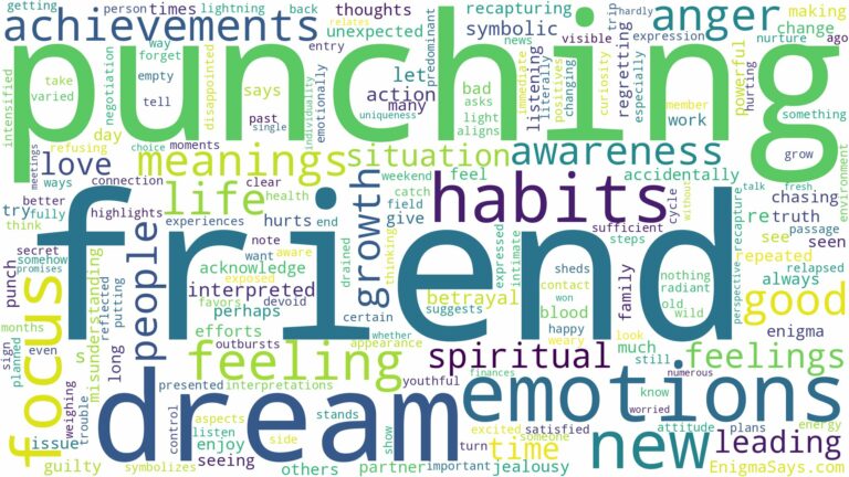 dream of punching your friend and related dreams with their meanings in a word cloud