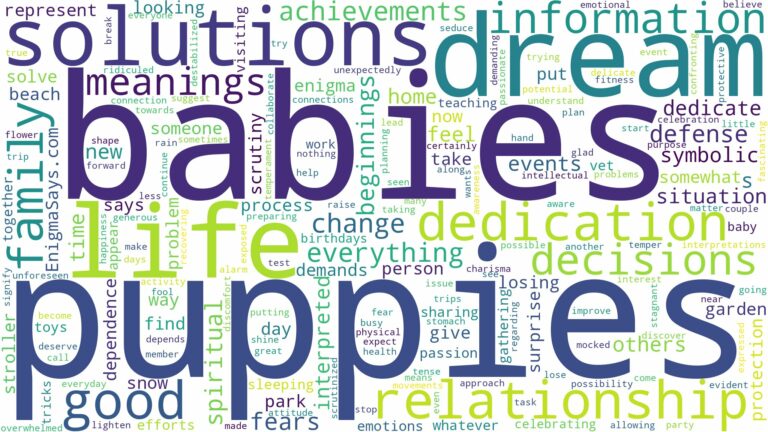 dreams about puppies and babies and related dreams with their meanings in a word cloud
