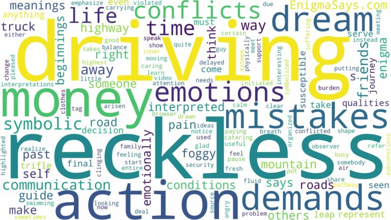 dreams about reckless driving and related dreams with their meanings in a word cloud