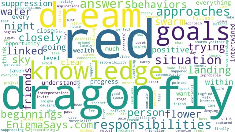 dream about red dragonfly and related dreams with their meanings in a word cloud