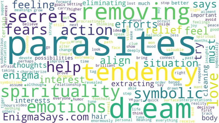 dream of removing parasites and related dreams with their meanings in a word cloud