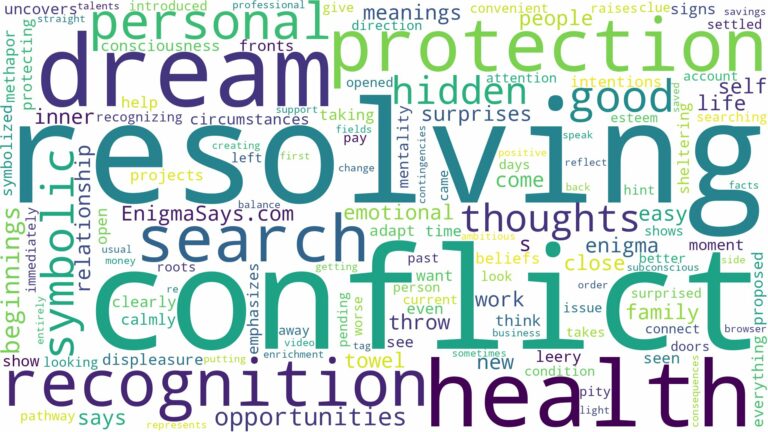 dream of resolving conflict and related dreams with their meanings in a word cloud