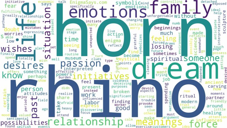 dream about rhino horn and related dreams with their meanings in a word cloud