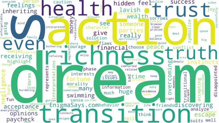 dreams about richness and related dreams with their meanings in a word cloud