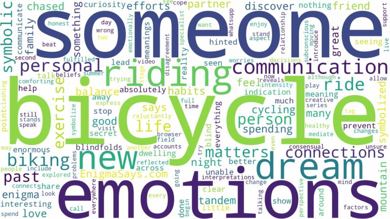 dreaming of riding a bicycle with someone and related dreams with their meanings in a word cloud