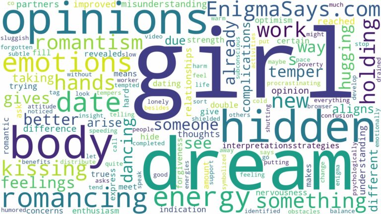 dream of romancing a girl and related dreams with their meanings in a word cloud