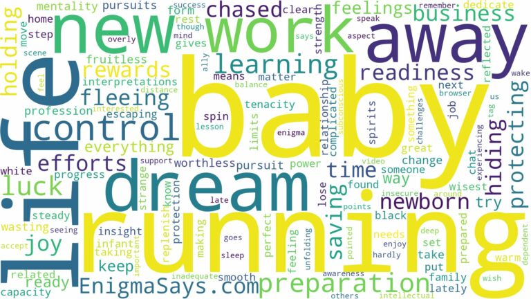 dreaming of running away with a baby and related dreams with their meanings in a word cloud