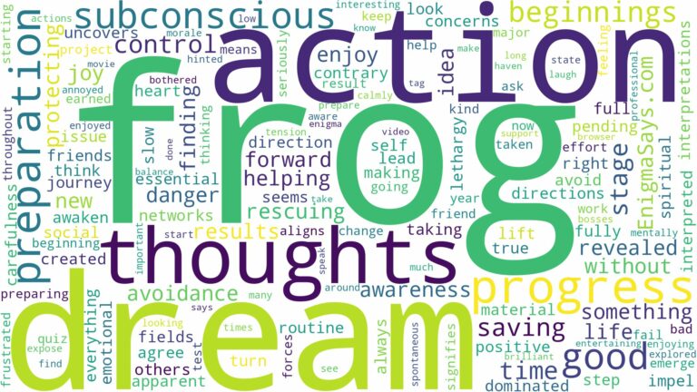dream of saving a frog and related dreams with their meanings in a word cloud