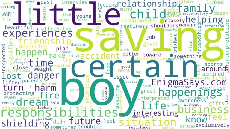 dreaming of saving a little boy and related dreams with their meanings in a word cloud