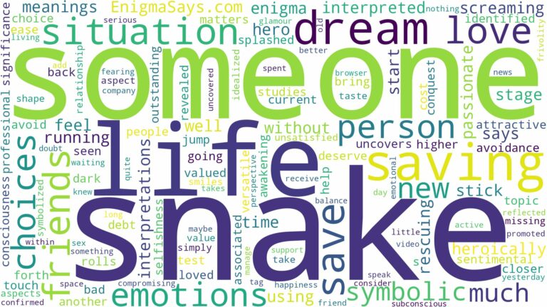 dreaming of saving someone from snake and related dreams with their meanings in a word cloud
