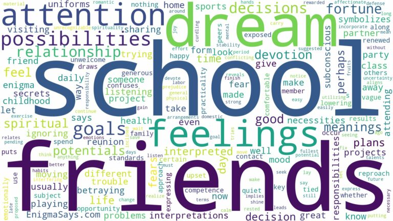 dream about school friends and related dreams with their meanings in a word cloud